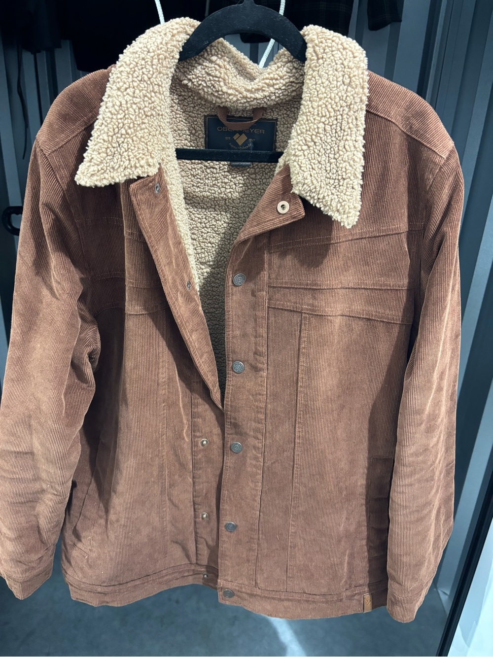 Obermeyer Brown Corduroy Jacket with Cream Sherpa Collar